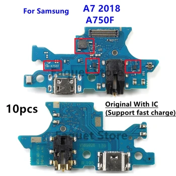 10pcs/Lot המקורי USB לטעינה יציאת מיקרופון מיקרופון מחבר מזח לוח להגמיש כבלים עבור Samsung Galaxy A7 2018 A750 A750F