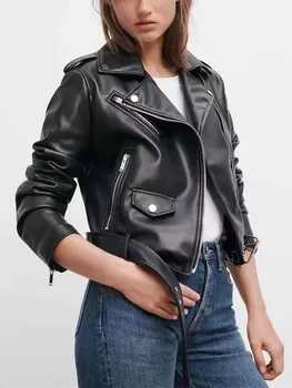 נשים 2023 חדש אופנה עור מלאכותי מעיל וינטג שרוול ארוך נקבה הלבשה עליונה שיק Overshirt