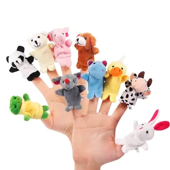 10PCS האצבע בובות צעצוע קטיפה Kawaii קריקטורה 7 סנטימטר חיה בובות משחק תפקידים לספר סיפור אביזרים צעצועים חינוכיים עבור ילדים התינוק