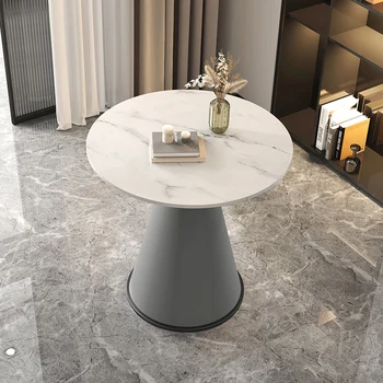 מודרני לבן בסלון שולחן קפה עגול לבן מינימליסטי ברזל בסים שולחנות מתכת האוכל Meuble דה סלון נורדי רהיטים