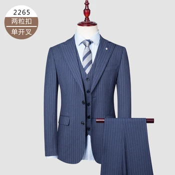 גברים חדשים באיכות גבוהה של (חליפה + אפוד + מכנסיים) הבריטי מסיבת חתונה קוריאנית גרסה רזה נאה עסקי אופנה שלושה חלקים סט