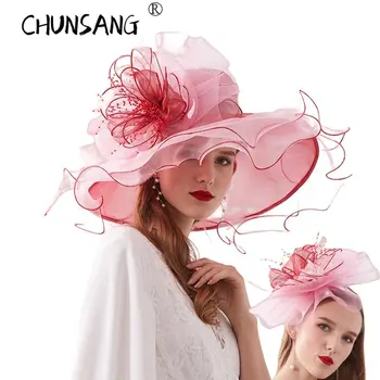 2. להשתמש הצרפתי החדש אורגנזה גדול Fascinators Hairbrand השמש בקיץ כובע החוף דלי סומבררו כובעים לנשים ילדה של נשים כובע מסיבה