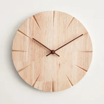 יצירתי נורדי עץ מלא שעון קיר למשרד הסלון שעון קיר קישוט כיתה גבוהה מעץ שעון קיר שקט השעון