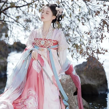 תחפושת Hanfu שושלת טאנג נשי חצאית עממי ריקוד תלבושת סינית מסורתית נסיכה מהאגדות להתלבש על הבמה תחפושת