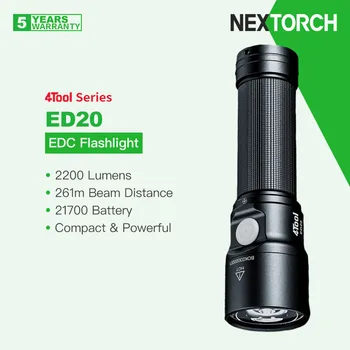 Nextorch 4Tool ED20 נייד פנס LED, 2200 לומנס, 21700 סוללה, 120hs הרבה זמן הפעלה, הקלד-C ישיר נטענת, EDC