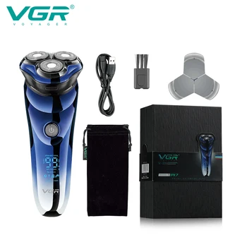 VGR זקן מכונת גילוח מקצועית גוזם שיער חשמלי הפנים גילוח מכונת IPX7 עמיד למים אלחוטי בטיחות גילוח עבור גברים V-305