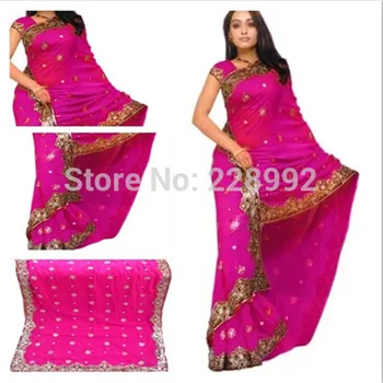 הלאומי ההודי בגדי רקמה סארי שמלה קלאסית ז ' ורז ' ט Paillette Saree העליון גודל התאמה אישית 13Colors