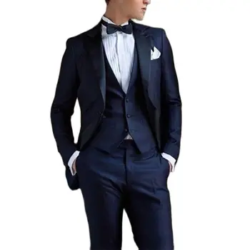 2022 החדש של חיל הים כחול בלייזר מכנסיים החתונה גברים, חליפת שמלה Slim Fit גברים הז ' קט של החתן חליפת איש 3pcs רשמי מתאים Terno Masculino