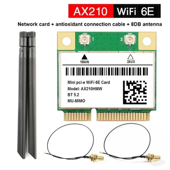 חם AX210 5374M WIFI 6E 5G Gigabit כרטיס רשת אלחוטי MINI PCIE 5.2 Bluetooth כרטיס רשת מודול עם אנטנה 8DB