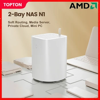 2-Bay NAS רך AMD מיני הנתב למחשב AMD Ryzen 5 5500U 300U 2xDDR4 NVMe שרת מדיה ענן פרטי חומת האש Mini PC רשת אחסון