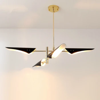מודרני יצירתי ברזל שחור E27 LED הנורה תליון תאורה נורדי inducstrial הביתה דקו חדר האוכל זהב תליון מנורה