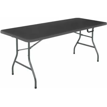 6 רגל אמצע שולחן מתקפל, שחור ציוד קמפינג חוף מתקפל שולחן