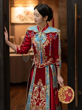 מזרחי בסגנון סיני מסורתי שמלת כלה מסוגנן כמה בגדים Cheongsam סין צ ' יפאו китайская одежда