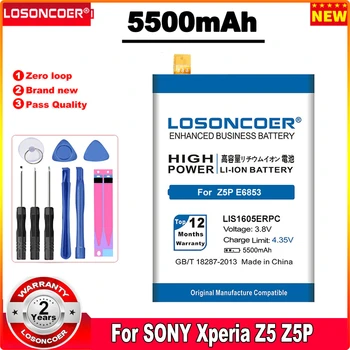 LOSONCOER 5500mAh LIS1605ERPC סוללה עבור SONY Xperia Z5 פרימיום Z5P כפול E6853 E6883 טלפון נייד סוללה במלאי