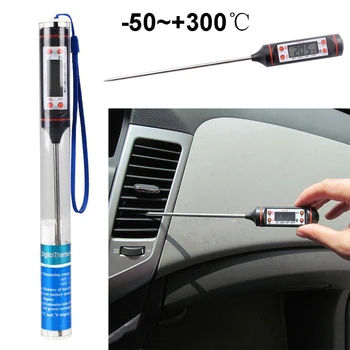 1pc רכב לרכב מיזוג אוויר לשקע LCD דיגיטלי מד טמפרטורה מד כלי רמת דיוק גבוהה ABS+מתכת אביזרי רכב